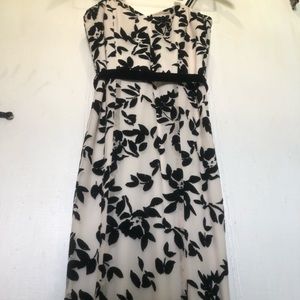 Long Black and Cream Prom Dress